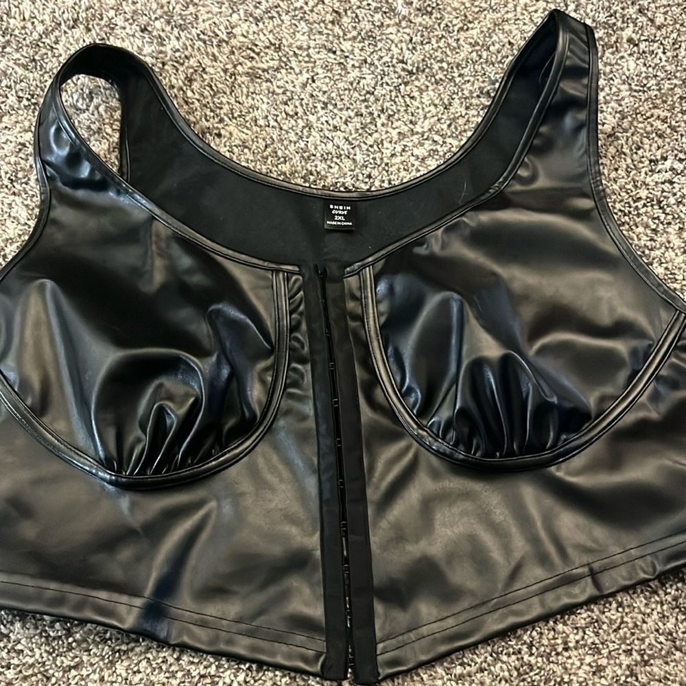 Leather clasp crop top